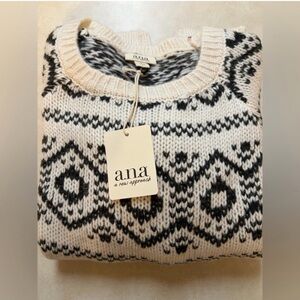 NWT -a.n.a Crewneck Sweater - Cream/Black
